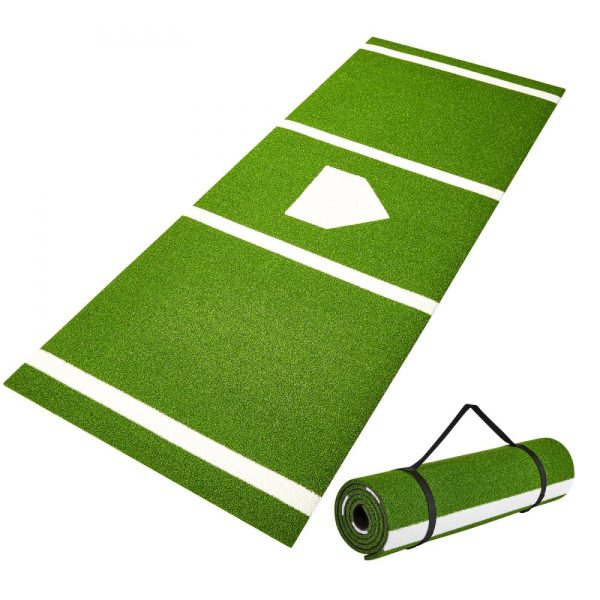 10'x3.8' Indoor/Outdoor Baseball & Softball Hitting Mat with Lined Foam Backing Anti-Slip Anti-Fade Portable Training Aid Green
