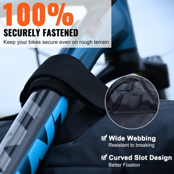 53 Pickup Truck Bike Rack Pad - Holds 5 Mountain Bikes, Heavy Duty Protection with Reflective Strips, Tool Pockets & Camera Cutout - Image 4