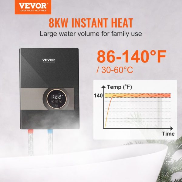 Electric Instant Water Heater 8KW Digital Temp Display Easy Install 24/7 Supply for Kitchen & Bathroom - Image 2