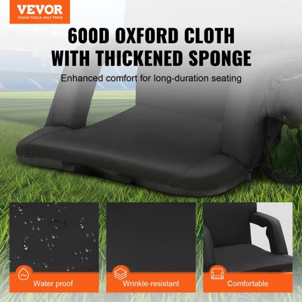Double Heated Stadium Seat With Backrest 3 Level Heating Wide Seat Folding Reclining Chair With Cupholder & Pocket Hook Perfect for Sports Events Beach Concerts - Image 2