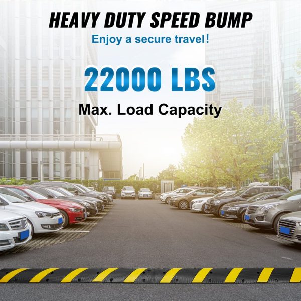 2 PCs 72'' Rubber Speed Bump 2 Channel 22000lbs Load Heavy Duty Speed Hump - Image 2