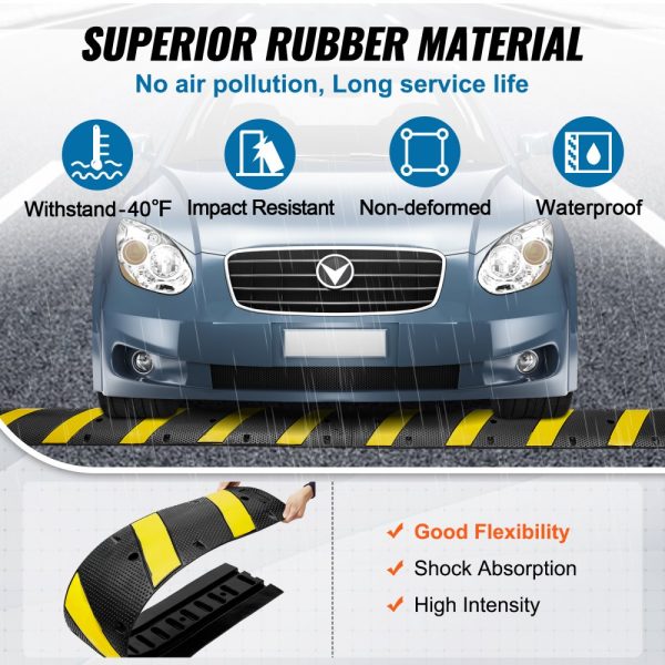 2 PCs 72'' Rubber Speed Bump 2 Channel 22000lbs Load Heavy Duty Speed Hump - Image 4
