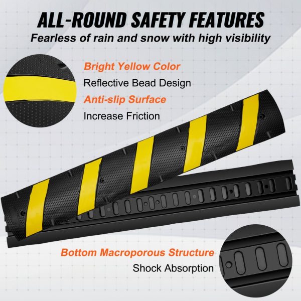2 PCs 72'' Rubber Speed Bump 2 Channel 22000lbs Load Heavy Duty Speed Hump - Image 5