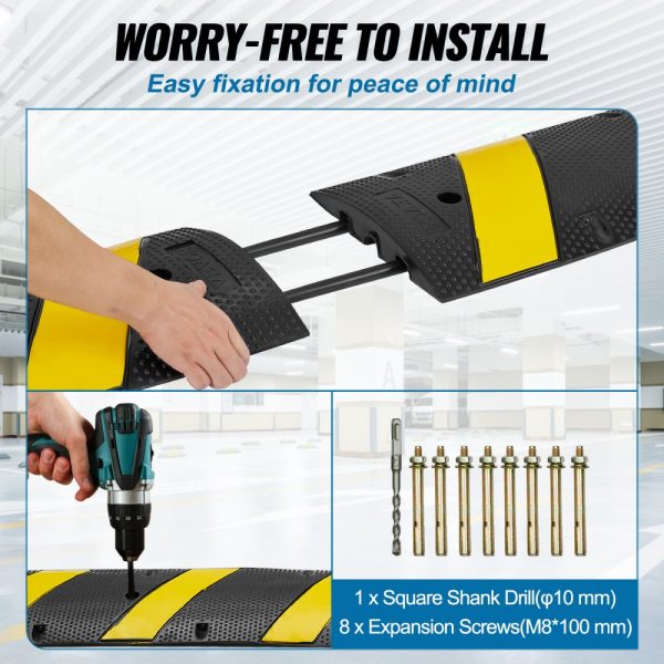 2 PCs 72'' Rubber Speed Bump 2 Channel 22000lbs Load Heavy Duty Speed Hump - Image 6