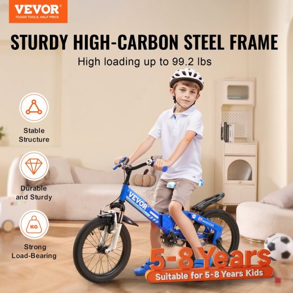 Folding Balance Bike for Kids 16-inch High-Carbon Steel with Adjustable Seat Handlebars Inflatable Tires Portable Design for 5-8 Year Olds 99 lbs Support - Image 2