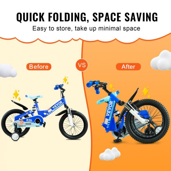 Folding Balance Bike for Kids 16-inch High-Carbon Steel with Adjustable Seat Handlebars Inflatable Tires Portable Design for 5-8 Year Olds 99 lbs Support - Image 3