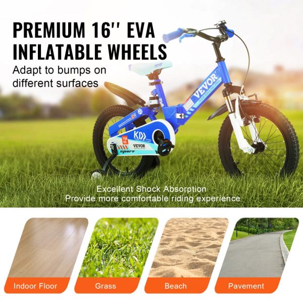 Folding Balance Bike for Kids 16-inch High-Carbon Steel with Adjustable Seat Handlebars Inflatable Tires Portable Design for 5-8 Year Olds 99 lbs Support - Image 6