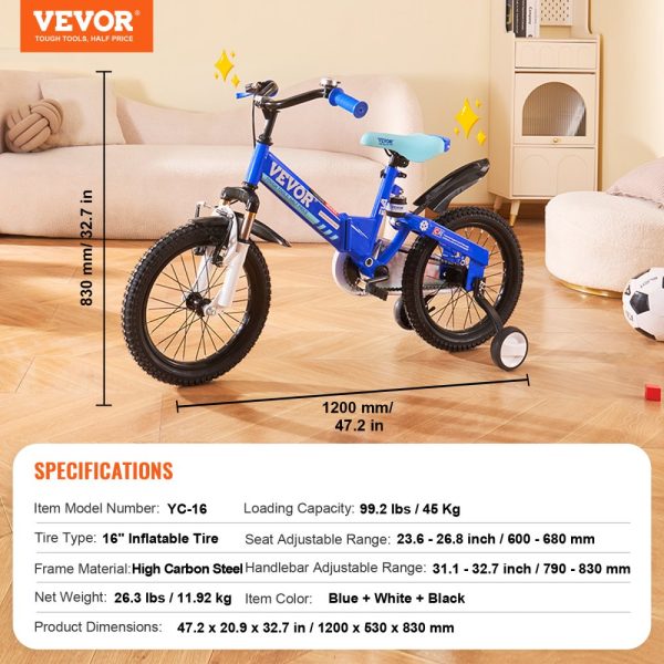 Folding Balance Bike for Kids 16-inch High-Carbon Steel with Adjustable Seat Handlebars Inflatable Tires Portable Design for 5-8 Year Olds 99 lbs Support - Image 7