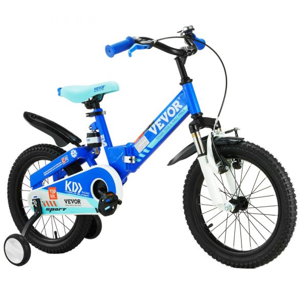 Folding Balance Bike for Kids 16-inch High-Carbon Steel with Adjustable Seat Handlebars Inflatable Tires Portable Design for 5-8 Year Olds 99 lbs Support