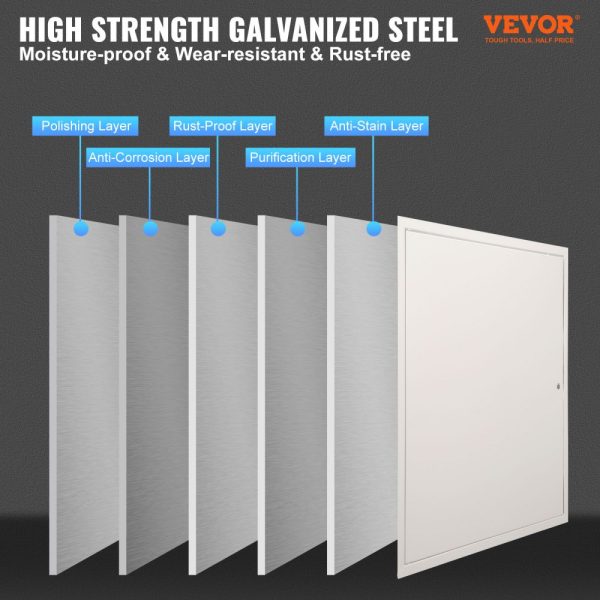 16x16inch Heavy-Duty Steel Access Panel for Drywall & Ceiling, Easy Install Removable Hinged Door for Wiring & Plumbing, Silver - Image 2