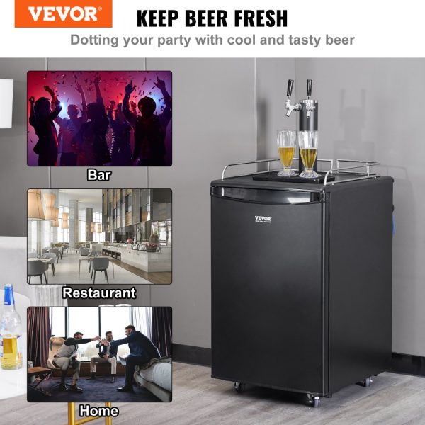 Dual Tap Kegerator - Full-Size Keg Refrigerator with Temperature Control, 32°F-50°F, Black - Image 2