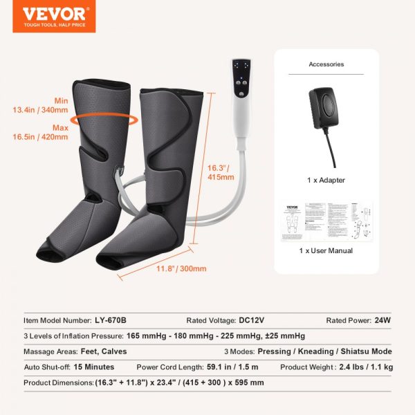 Leg Massager with Air Compression and LCD Controller for Foot and Calf Massage, 3 Modes, 3 Intensities, Reduces Swelling, Pain, and Improves Circulation - Perfect Gift for Mom or Dad - Image 7