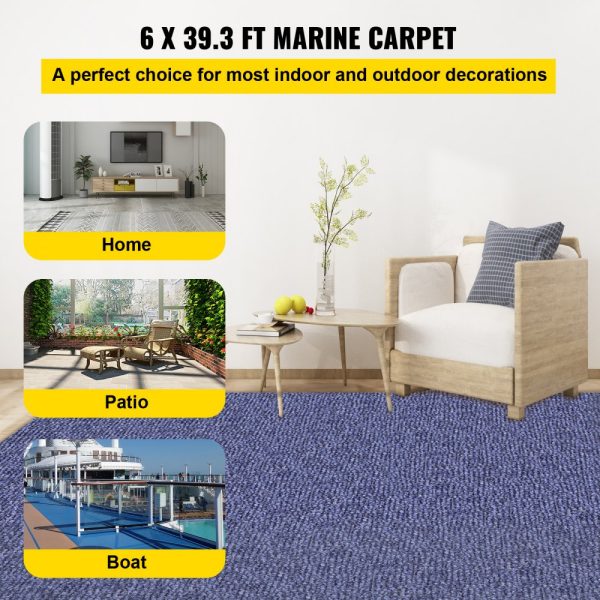 6ft x 39.3ft Marine Boat Carpet Outdoor Deck Patio Rugs Non-Slide TPR Water-Proof - Image 2