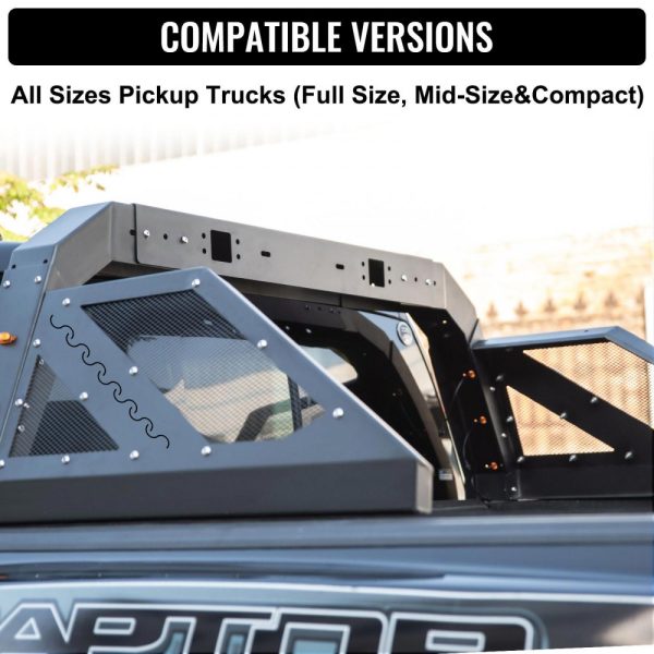 Truck Roll Bar Chase Rack Adjustable with 6 Amber Auxiliary Side Marker Lamps, Universal Fit for Pickup Trucks - Image 2