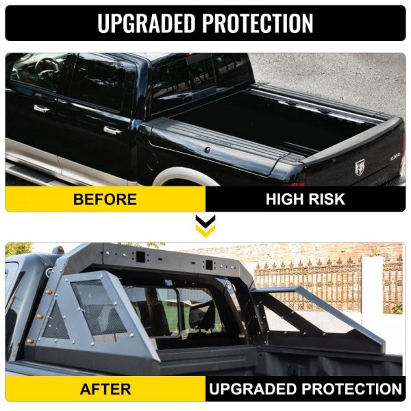 Truck Roll Bar Chase Rack Adjustable with 6 Amber Auxiliary Side Marker Lamps, Universal Fit for Pickup Trucks - Image 6