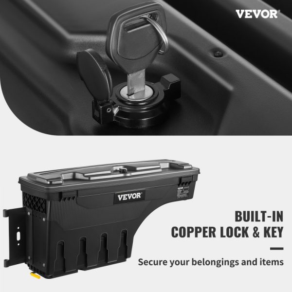Truck Bed Tool Box 6.6 Gal/20 L Waterproof ABS 2019-2021 Year Model Black - Image 2