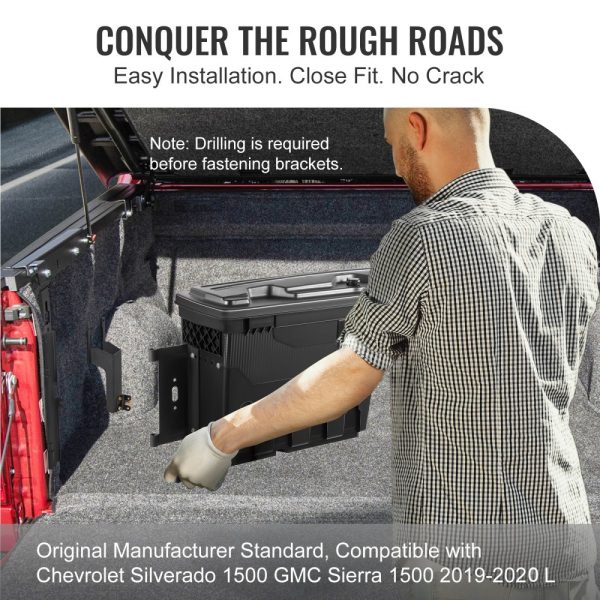 Truck Bed Tool Box 6.6 Gal/20 L Waterproof ABS 2019-2021 Year Model Black - Image 6