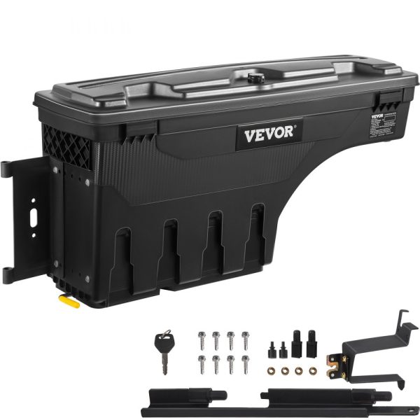 Truck Bed Tool Box 6.6 Gal/20 L Waterproof ABS 2019-2021 Year Model Black