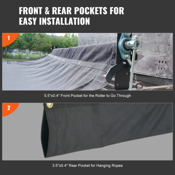 Dump Truck Mesh Tarp 7x22ft PVC-Coated Heavy Duty Black Cover with 5.5 Double Pockets Reinforced Double Needle Stitching Brass Grommets Fits Manual & Electric Trucks - Image 4