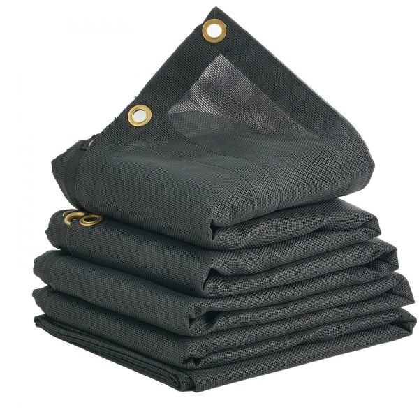 Dump Truck Mesh Tarp 7x22ft PVC-Coated Heavy Duty Black Cover with 5.5 Double Pockets Reinforced Double Needle Stitching Brass Grommets Fits Manual & Electric Trucks