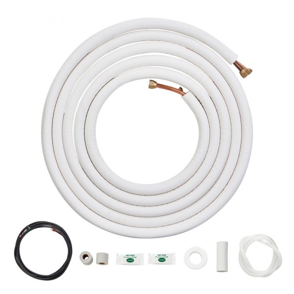 25FT Mini Split Line Set 1/4 1/2 Copper Tube HVAC Insulation Kit with Accessories 27FT Cable