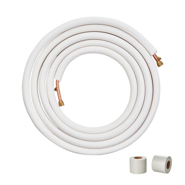 25FT 1/4 and 1/2 O.D. Copper Tube Line Set with Triple-Layer Insulation for Mini Split AC and Heating Systems