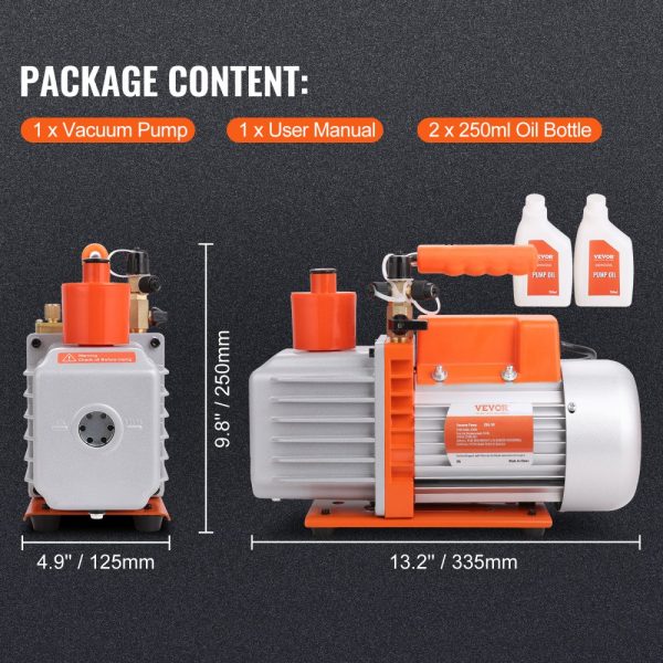 1/2 HP Rotary Vane Vacuum Pump 7 CFM 120V for HVAC & Refrigeration Repair with 1/4 3/8 1/2 ACME Male Inlet - Image 7