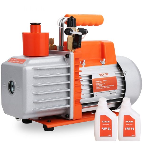 1/2 HP Rotary Vane Vacuum Pump 7 CFM 120V for HVAC & Refrigeration Repair with 1/4 3/8 1/2 ACME Male Inlet