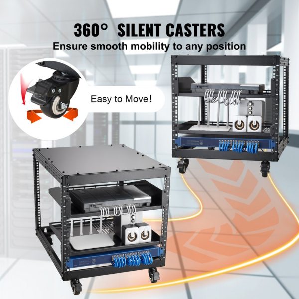 9U 4 Post Open Frame Server Rack Network Enclosure 23''-40'' Adjustable - Image 5