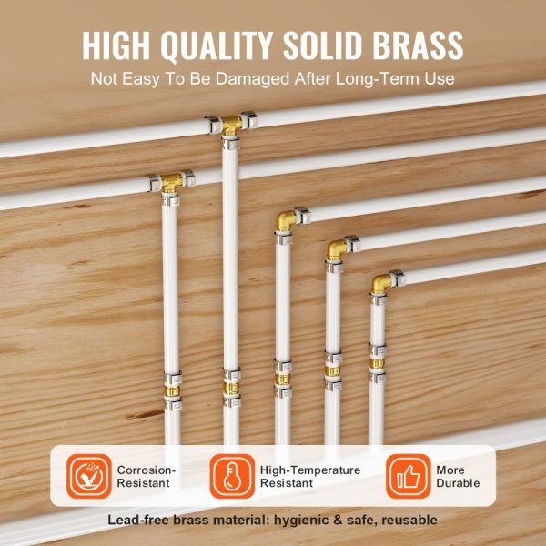Pipe Fittings 1/2" 50PCS Brass Clamp-style Straight-Through for Air System - Image 3