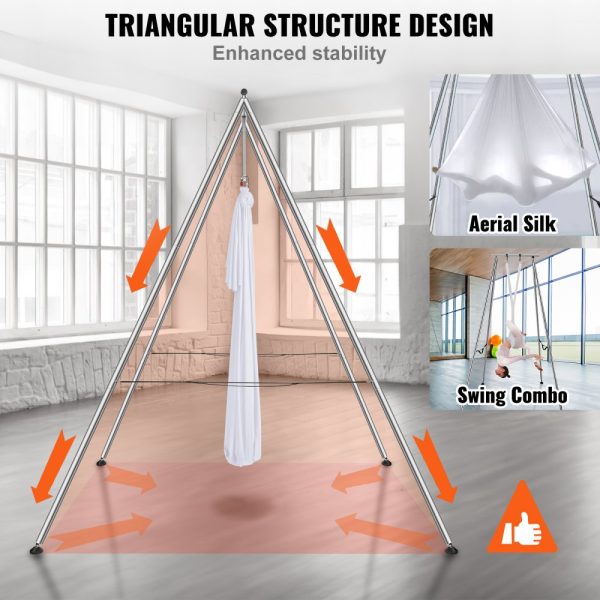 Aerial Yoga Frame with Professional Swing Stand 9.67ft Height 6.6Yds Hammock 551.15lbs Capacity Indoor Outdoor Aerial Yoga Rig White - Image 5