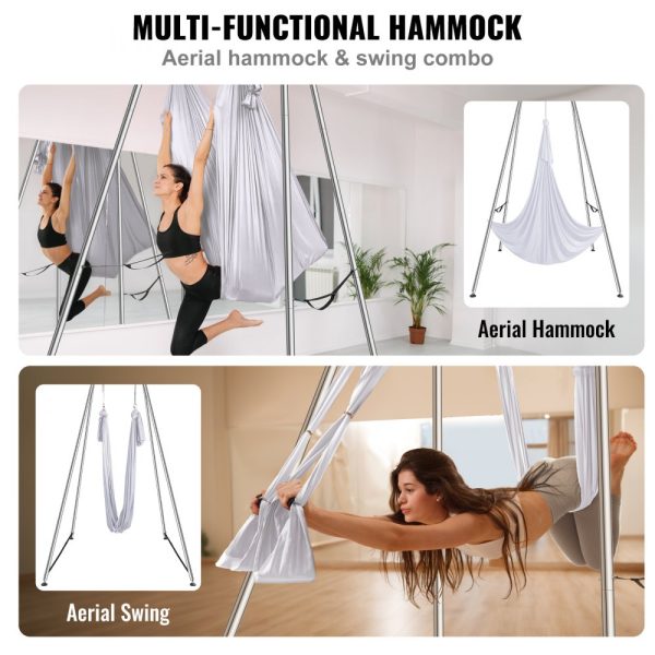 Aerial Yoga Frame with Professional Swing Stand 9.67ft Height 6.6Yds Hammock 551.15lbs Capacity Indoor Outdoor Aerial Yoga Rig White - Image 6