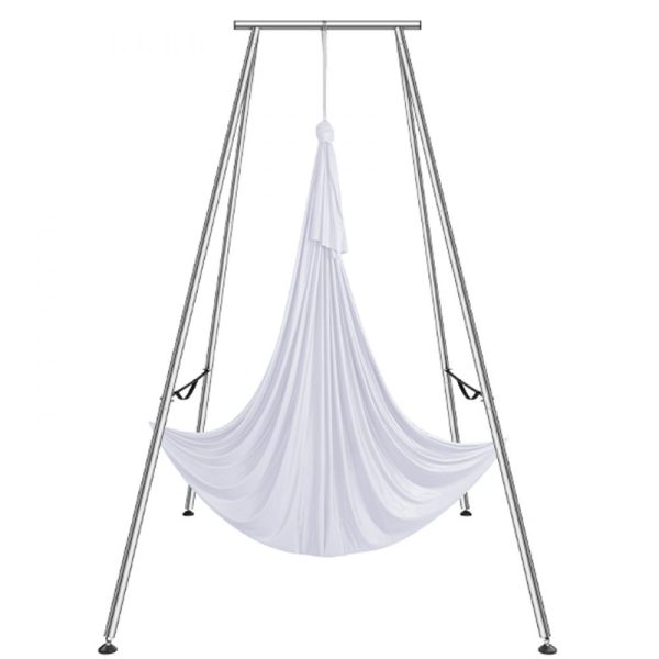Aerial Yoga Frame with Professional Swing Stand 9.67ft Height 6.6Yds Hammock 551.15lbs Capacity Indoor Outdoor Aerial Yoga Rig White