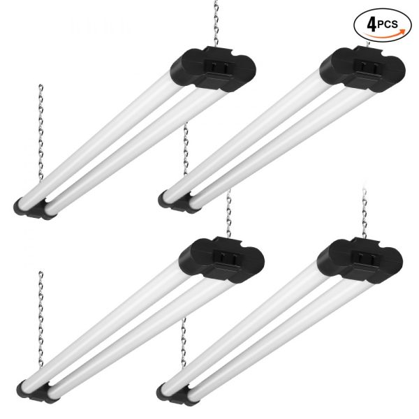 4-Pack LED Shop Light 4FT 40W 4500LM Surface Hanging Mount Fixture with ON/OFF Switch for Garage Warehouse Home Workshop and Office