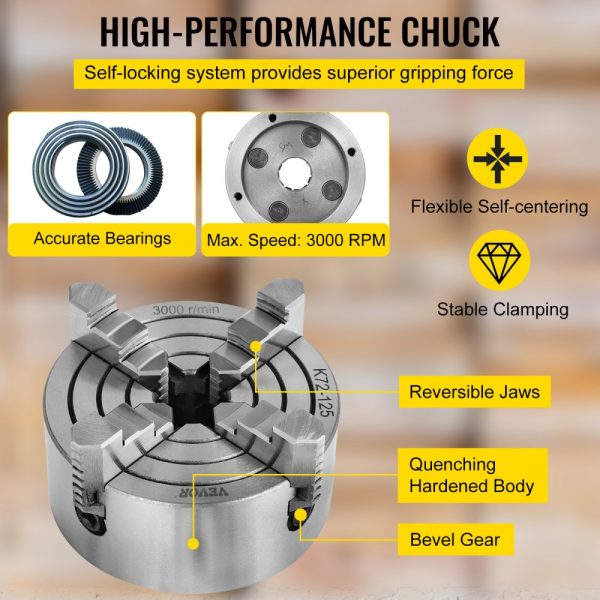 5 Inch Independent Lathe Chuck with Reversible Jaws for Metal Turning Accessories - Image 4