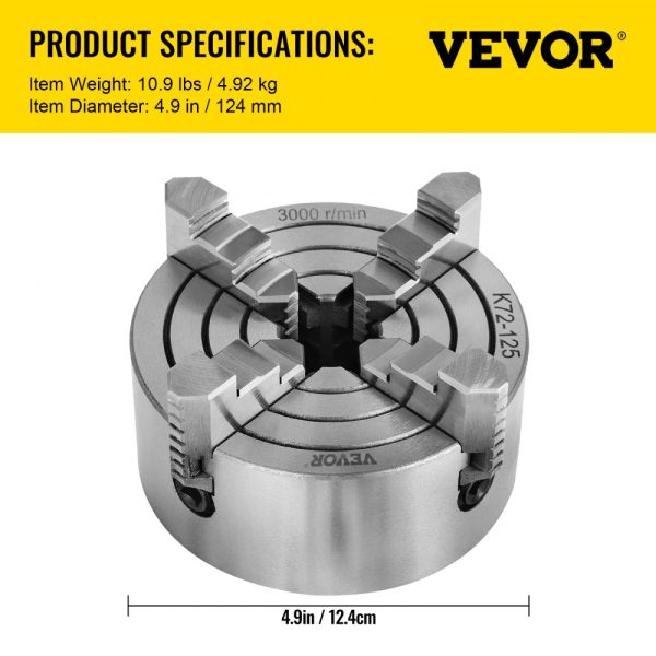 5 Inch Independent Lathe Chuck with Reversible Jaws for Metal Turning Accessories - Image 7