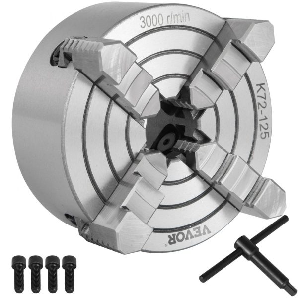 5 Inch Independent Lathe Chuck with Reversible Jaws for Metal Turning Accessories