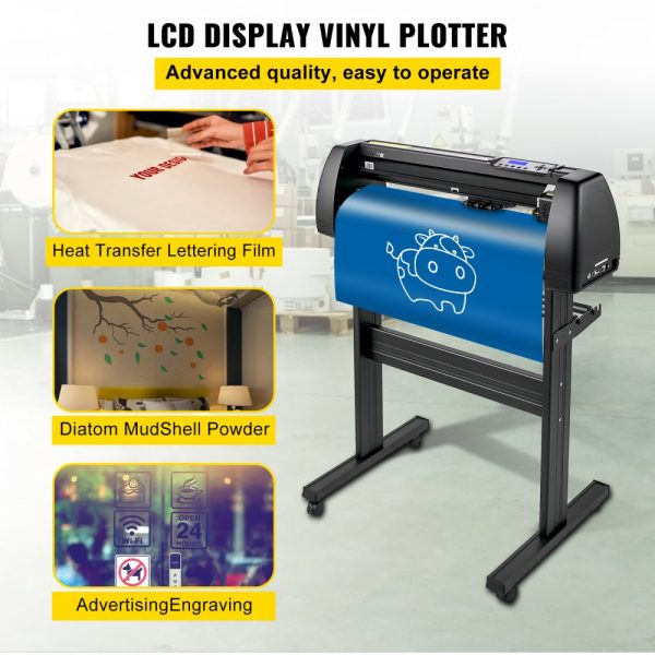 28 Inch Vinyl Plotter Cutter with LCD Display Adjustable Double Spring Pinch Rollers for Sign Cutting - Image 2