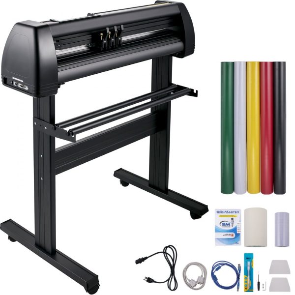 28 Inch Vinyl Plotter Cutter with LCD Display Adjustable Double Spring Pinch Rollers for Sign Cutting