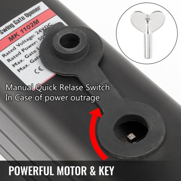 Automatic Dual Swing Gate Opener Heavy Duty AC 50W Remote Push Pull Dual Gate 16mm/s 660lbs 18ft - Image 6