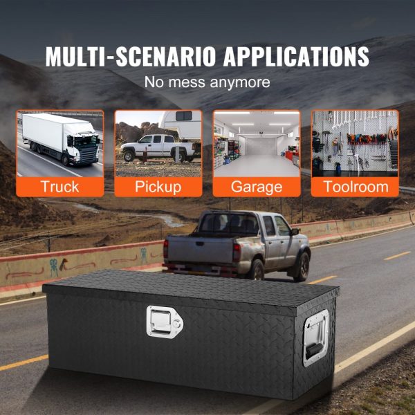 Heavy Duty Aluminum Truck Bed Tool Box Diamond Plate Design with Side Handle and Locking Mechanism Storage Chest Organizer for Pickup Truck RV Trailer 30x13x9.6 Black - Image 6