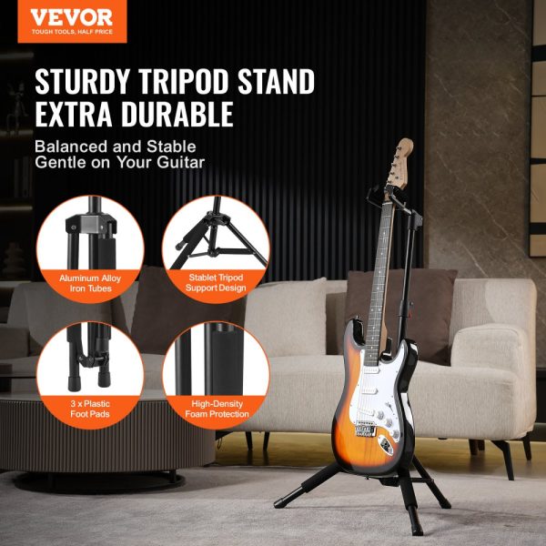 Tripod Guitar Stand Floor-Standing Foldable 35.4-47.2 in Adjustable Height - Image 2
