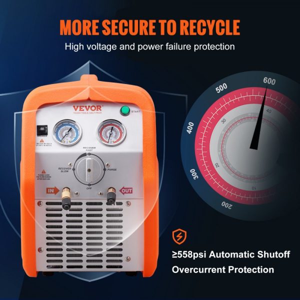1 HP Dual Cylinder Refrigerant Recovery System with High Pressure Protection, 120V 60Hz - Image 5
