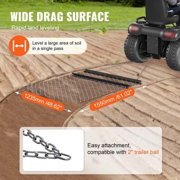 4x5' Q235 Steel Drag Harrow for ATV UTV Tractor Landscaping Sod Preparation - Image 4