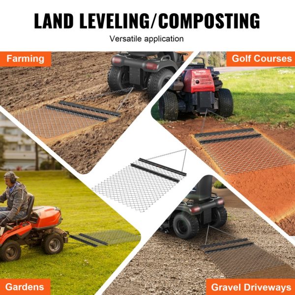 4x5' Q235 Steel Drag Harrow for ATV UTV Tractor Landscaping Sod Preparation - Image 6