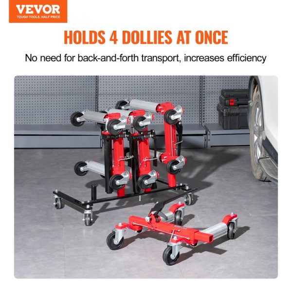 Car Dolly Rack Hydraulic Trolley Jack Stand Organizer 4-Dolly Capacity - Image 2