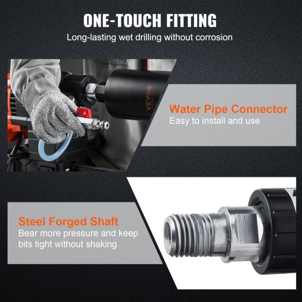 Diamond Core Drill Machine 10in Wet Concrete Core Drilling Rig Stand Wheels 750RPM 1-14 Thread Lifting Handle 10in Diameter for Concrete Brick Stone 2500W - Image 4