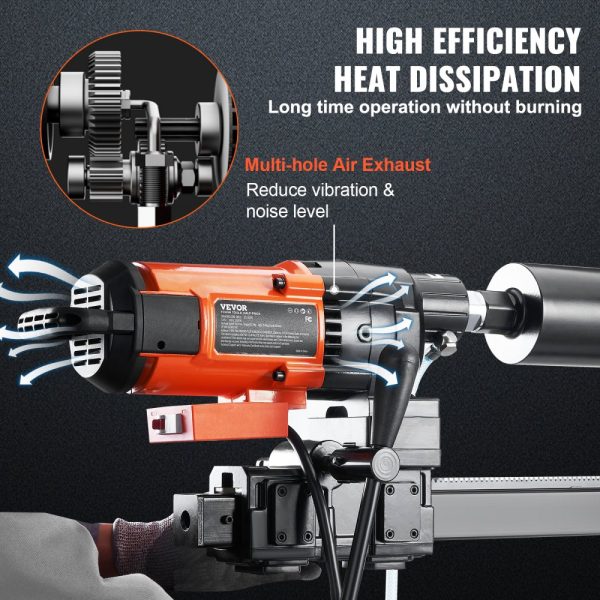 Diamond Core Drill Machine 10in Wet Concrete Core Drilling Rig Stand Wheels 750RPM 1-14 Thread Lifting Handle 10in Diameter for Concrete Brick Stone 2500W - Image 5