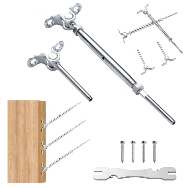 Adjustable Stainless Steel Cable Railing Hardware for Wood Posts, Marine Grade, 1/8 Wire Rope, 0-180 Degree Angle, Easy Installation, Silver, 20-Pack