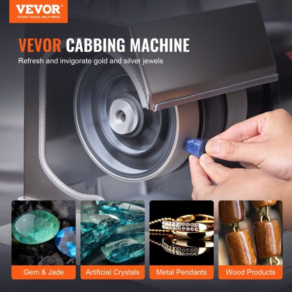 6 1/4HP 1800rpm Cabbing Machine for Gemstones and Jade Rock Polishing with Lamp and Water Pump, Gem Faceting Grinder for Cabochon Creation - Image 2